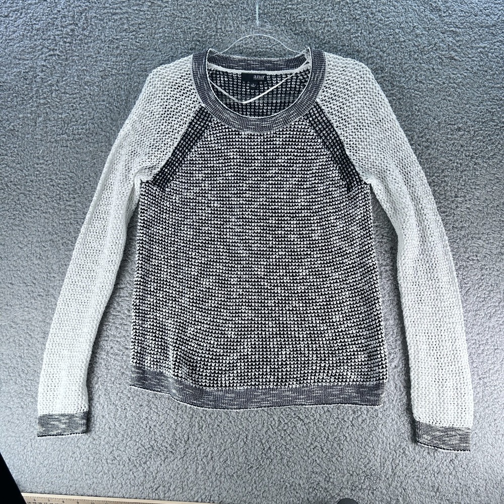 A.N.A Sweater Women Large Black White‎ Long Sleeves A New Approach Blend Cotton